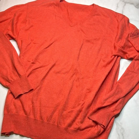 Peter Millar Cashmere Blend Coral V-Neck Sweater Sea Island - Picture 1 of 4